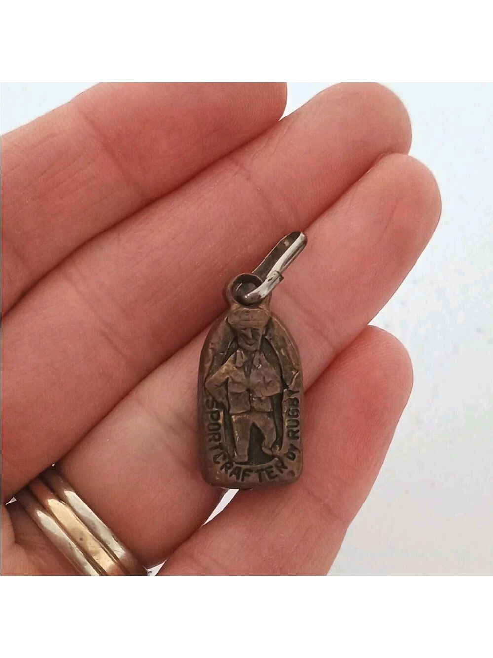 Vintage Sportscrafter By Rugby Metal Pendant Charm Brass Tone